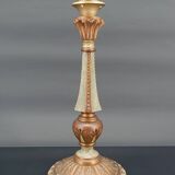 Lampe Art Deco en bois peint vert et patine cuivrée, France, Circa 1920