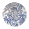Assiette en céramique de Lunéville, décor cottage anglais, bleue