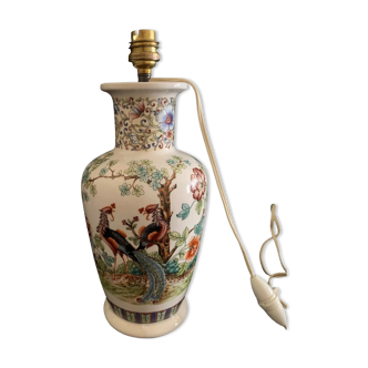 Lamp foot, Chinese style, flowers, sinograms, porcelain, Italy