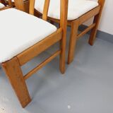 Set of 6 vintage chairs in elm wood and bouclé fabric from the 70s