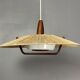 Large Mid-Century Teak and Sisal Cord Hanging Pendant by Temde Leuchten,60s