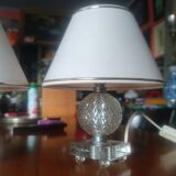 Paire de lampes en verre et chrome vers 1950