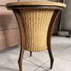 Vintage tripod work lamp in wicker and wood, 1960s style.