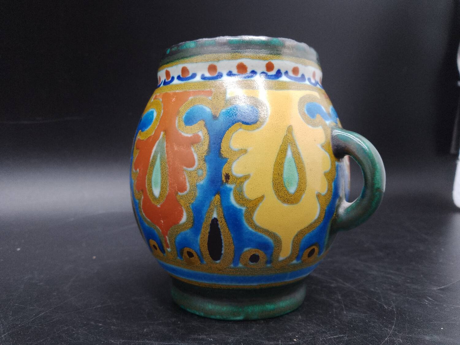 Small Vase with 2 handles with Ali decoration (1926) Emmy Gouda Holland Art Deco pottery