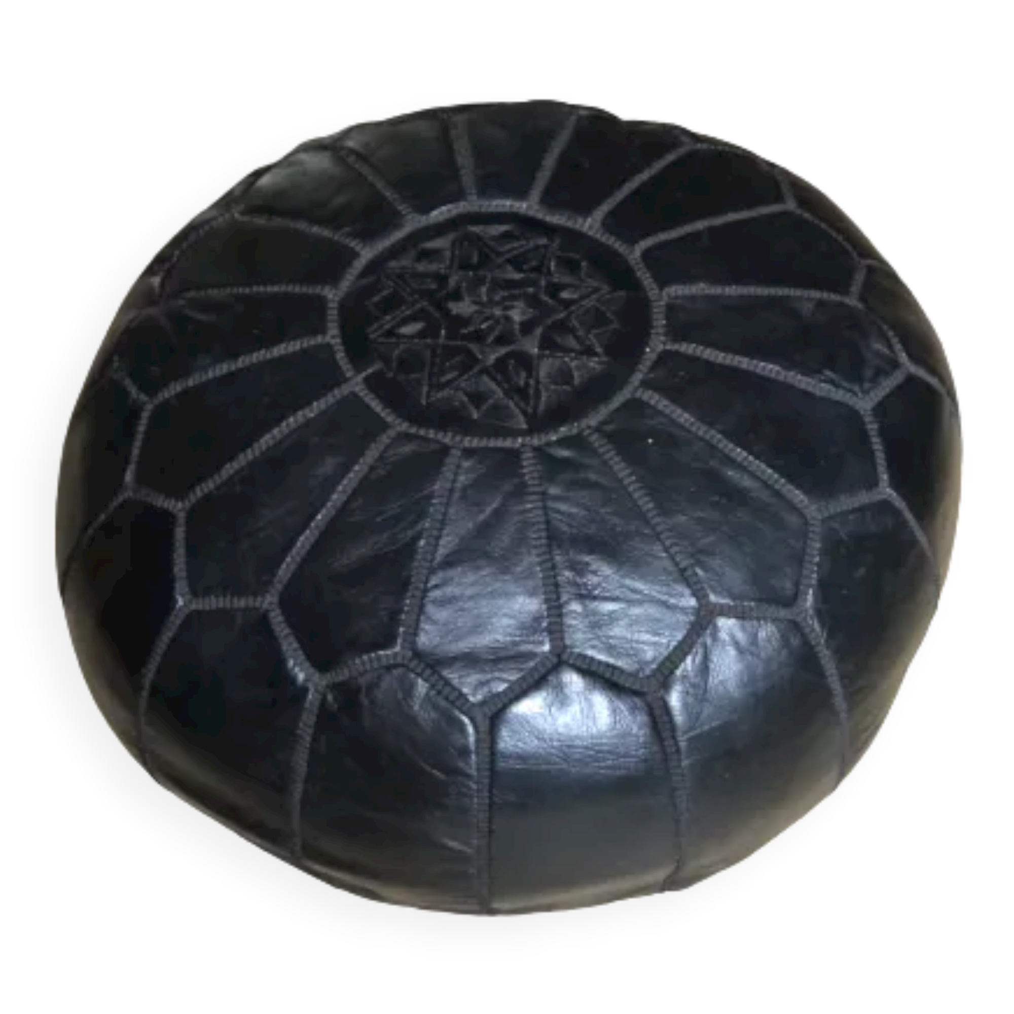 Moroccan pouf black leather