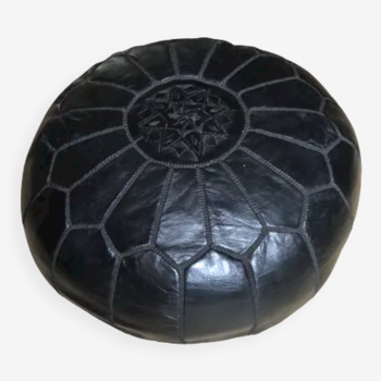 Pouf marocain cuir noir