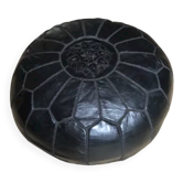 Moroccan pouf black leather
