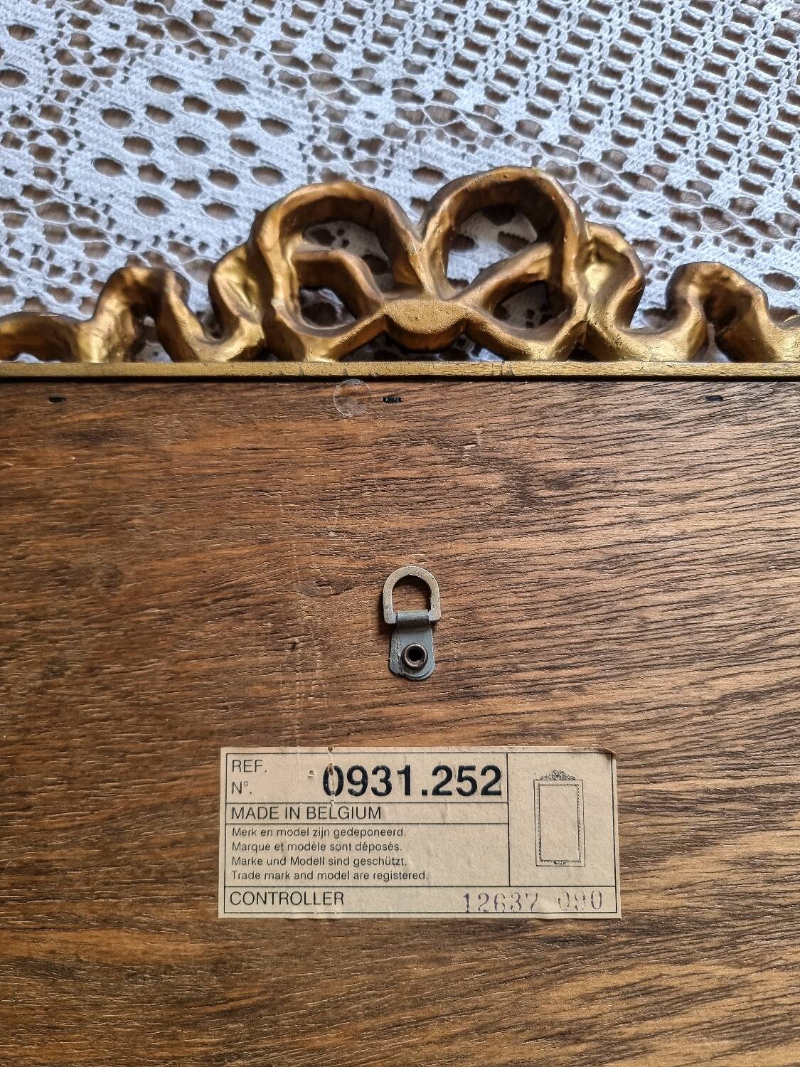 Gold and fir green beveled mirror, Louis XVI/Regency style, 1970