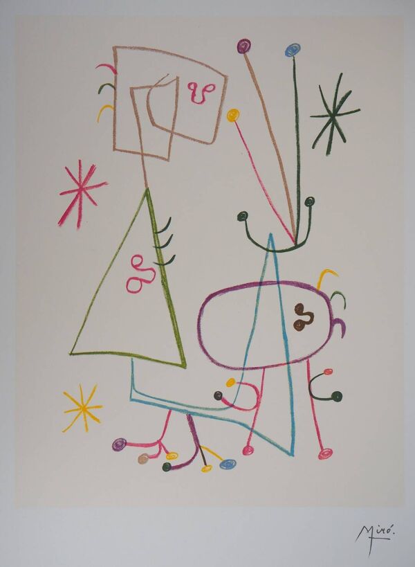 Joan Miró : Famille à l’étoile - Lithographie signée