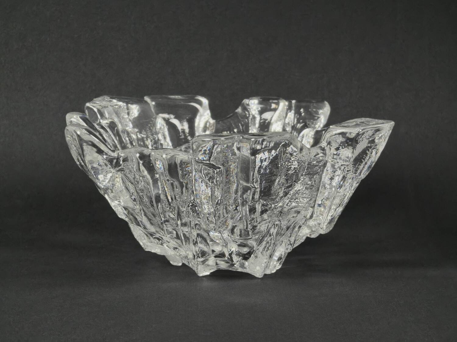Vintage 1970s Maleras 'Isak' Art Glass Crystal Bowl By Mats Jonasson.
