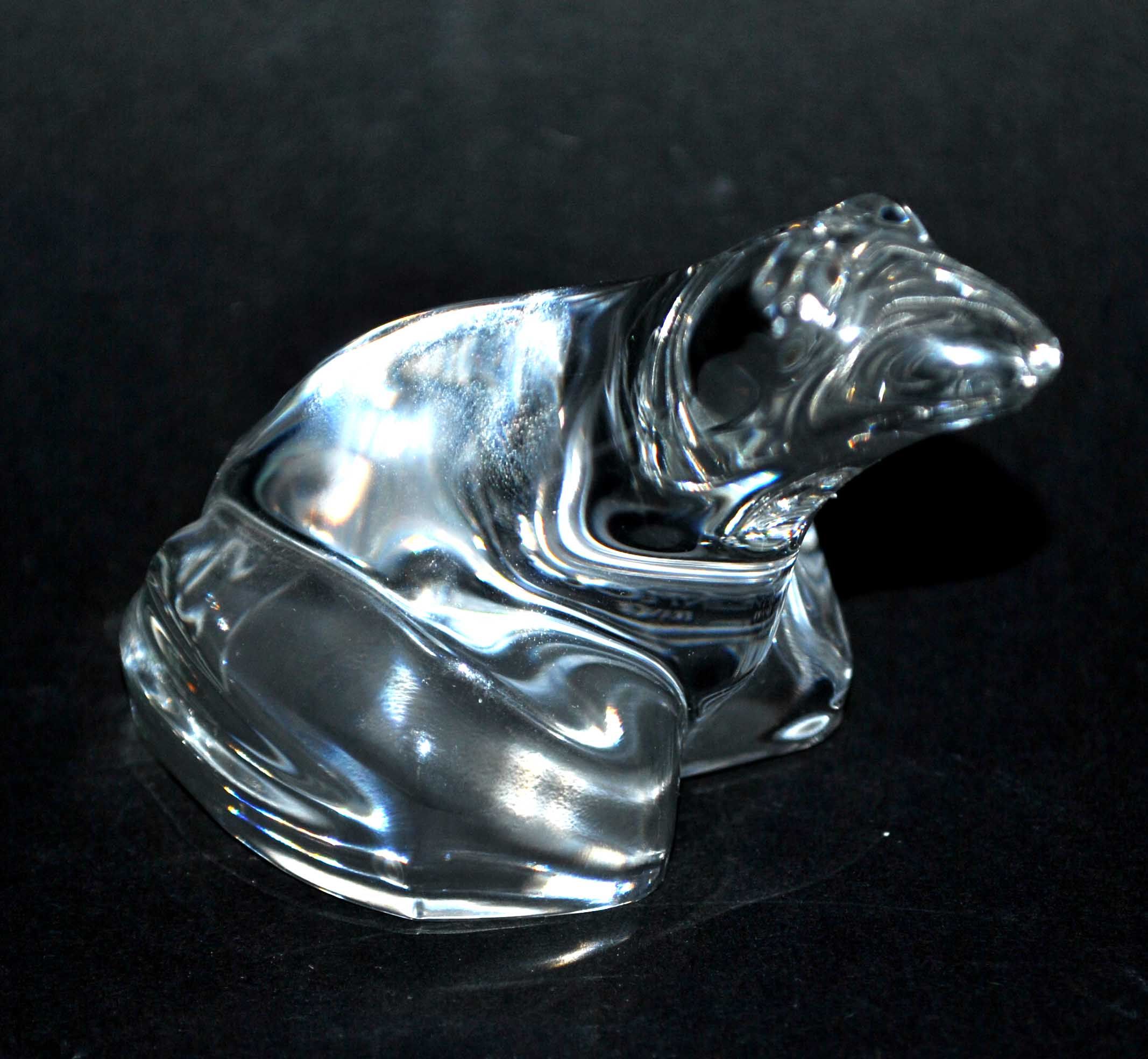 Paperweight statuette frog in crystal of saint-louis signed 6x6x8cm