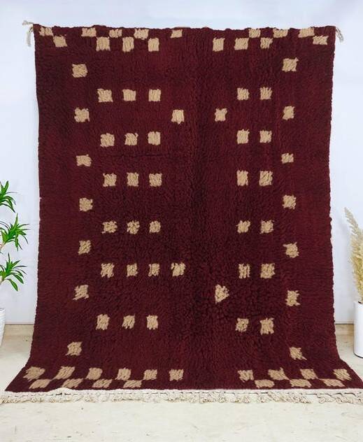 Beni Ourain Moroccan rug in burgundy wool, 150/250cm