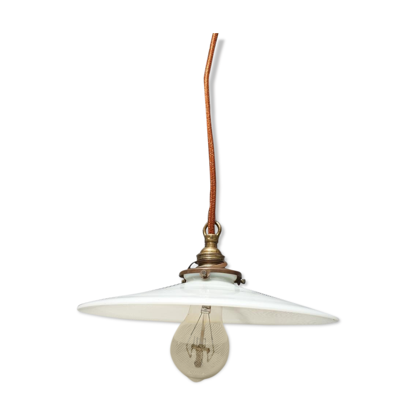 Suspension white opaline sequined copper cable