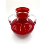 Large red glass vase Opalina Fiorentina Empoli, Italy, 1960s