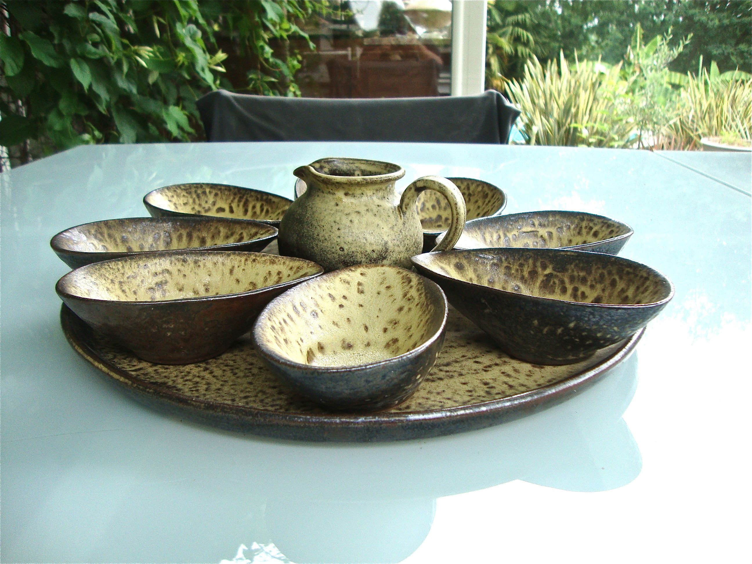 Service entrées hors d’œuvres poterie d’art