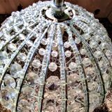 Ball shaped chandelier with hexagonal tassels and transparent pearls Vintage