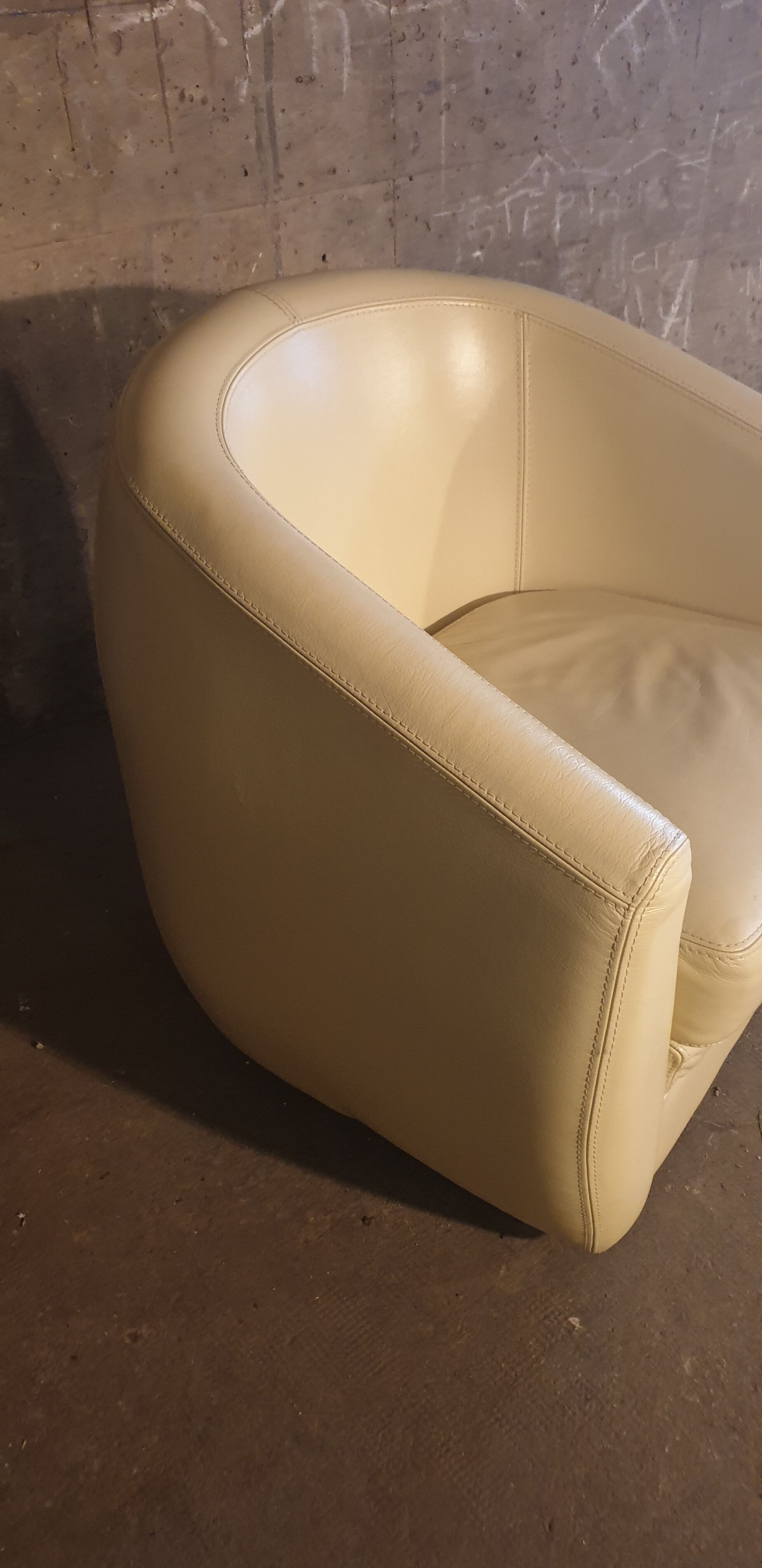 Ivory leather club armchair