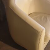 Ivory leather club armchair