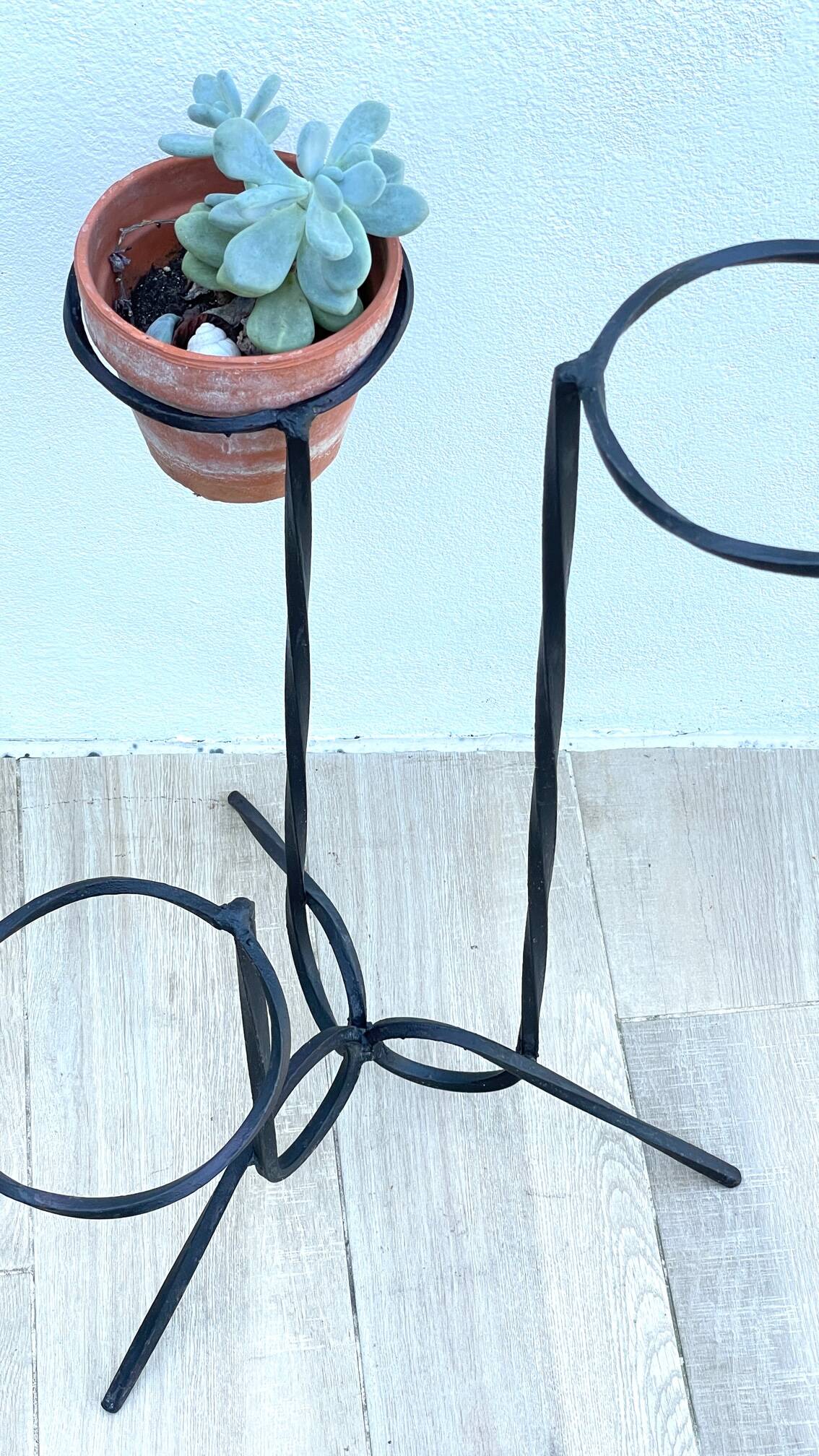 Vintage geometric steel plant holder