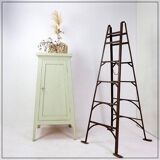 Vintage Green patinated wood Pedestal Cabinet Storage