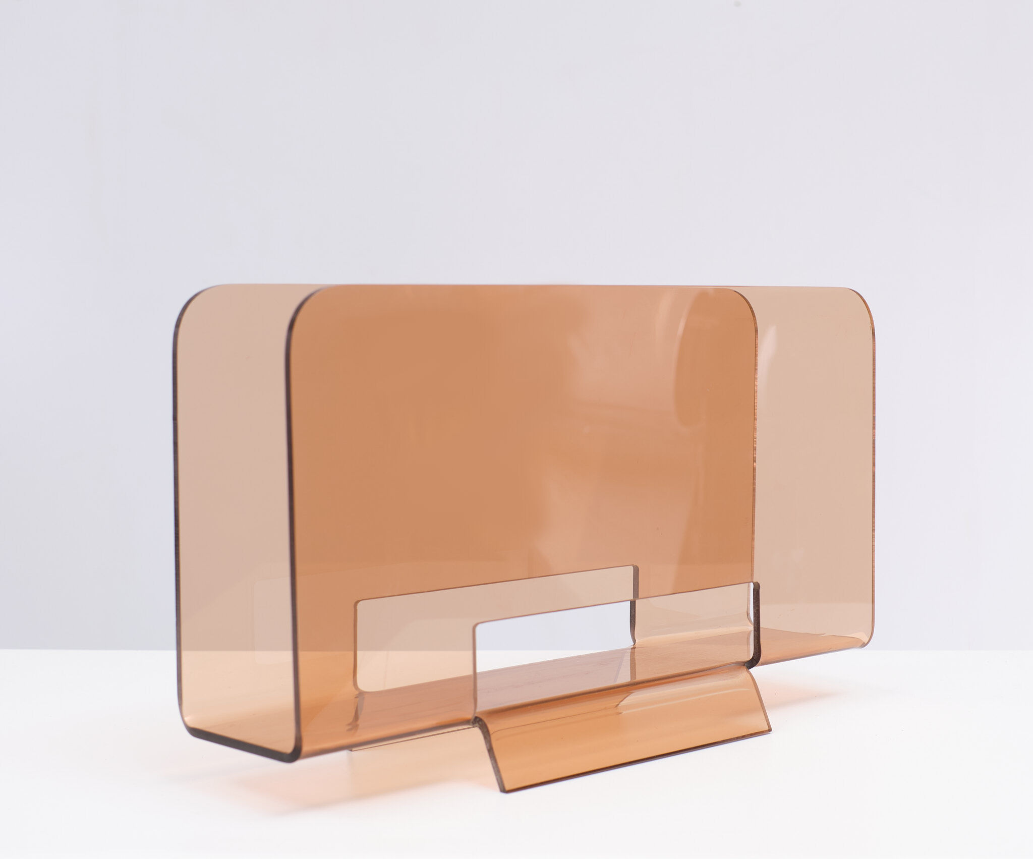 Smoked lucite magazine rack france 1970s