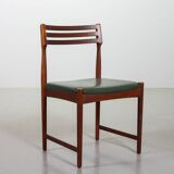 Bovenkamp Vintage Design Teak Wooden Dining Chairs with Leather Upholstery