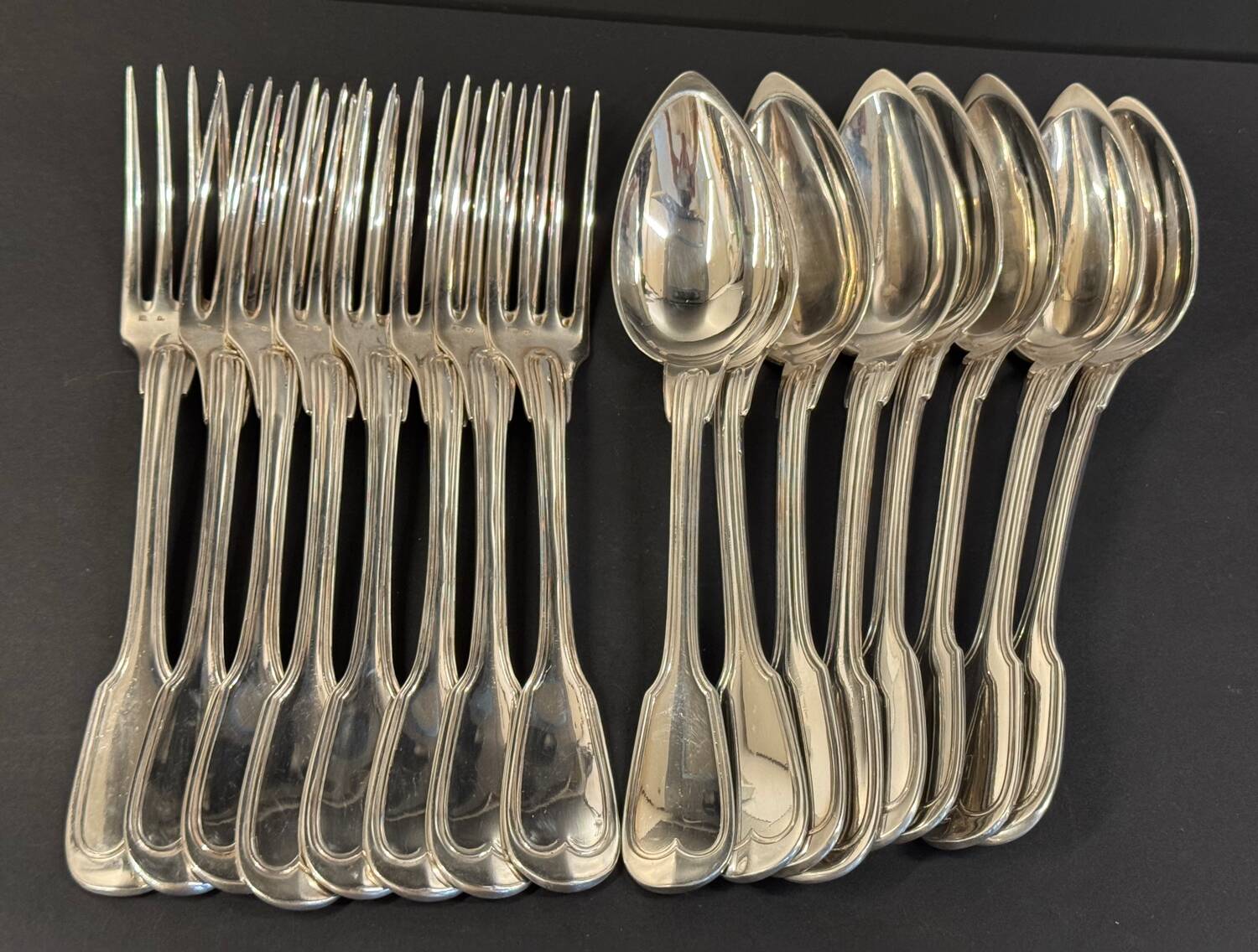 Set of 16 silver-plated cutlery pieces by Christofle and J Cassés&cie