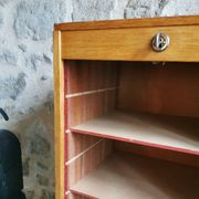 Vintage office furniture, filing cabinet with curtains, 1960s