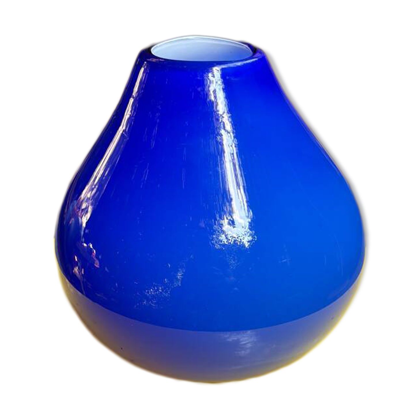Small blue opaline vase