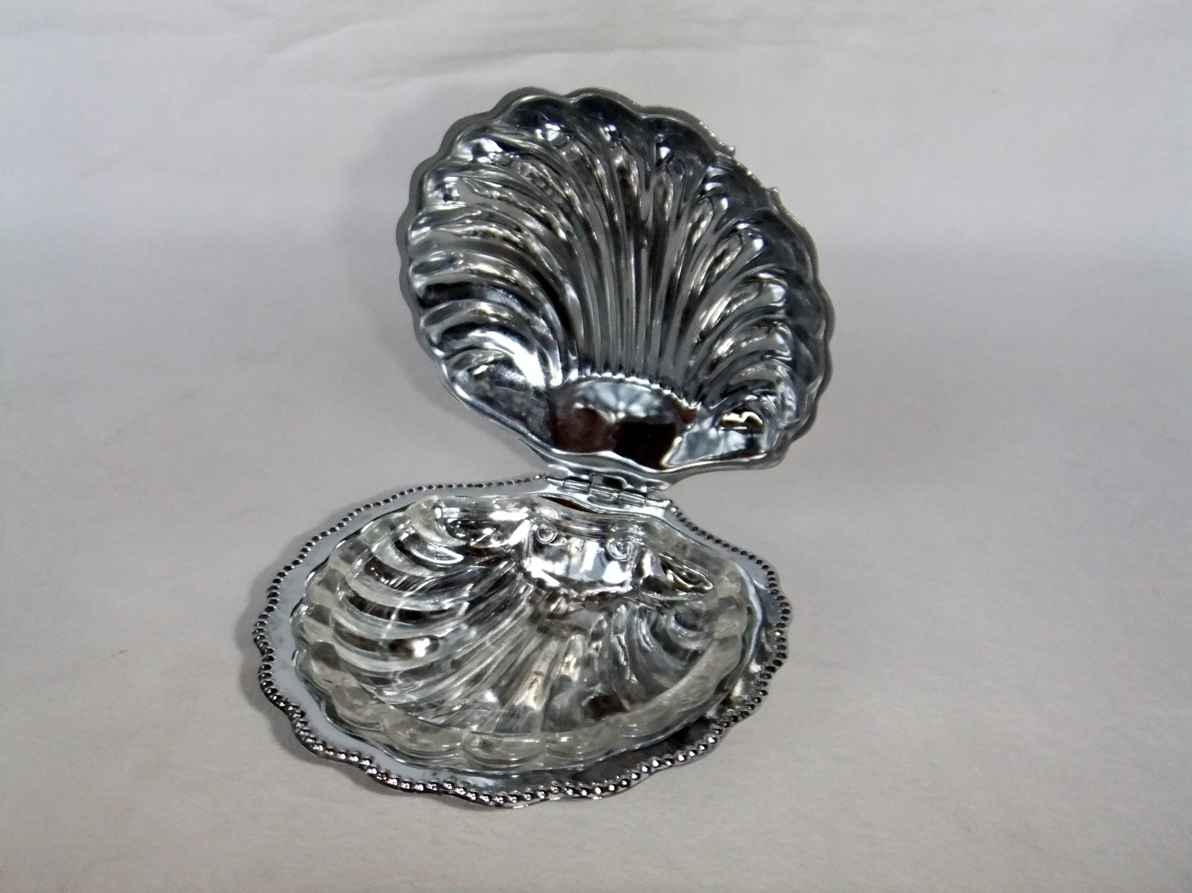 Butter butter shell st scallop metal glass vintage soap holder empty pocket