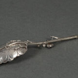 Dessert spoon silver initials SM naturalist branch 64 grams