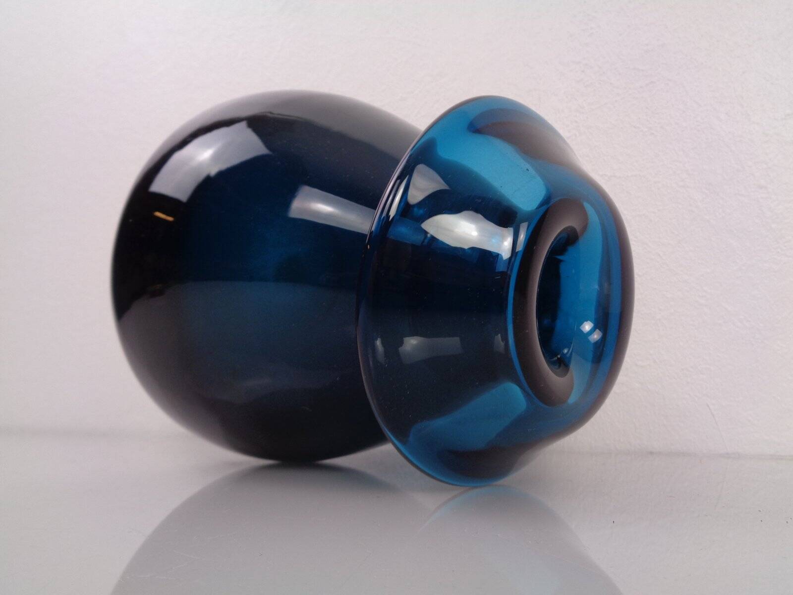 Hand-blown blue glass vase, Italy, 1960s