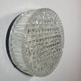 Vintage wall lamp in glass and black lacquered metal 1950s