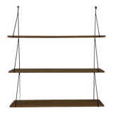 60s wall-mounted string shelf, wood and metal