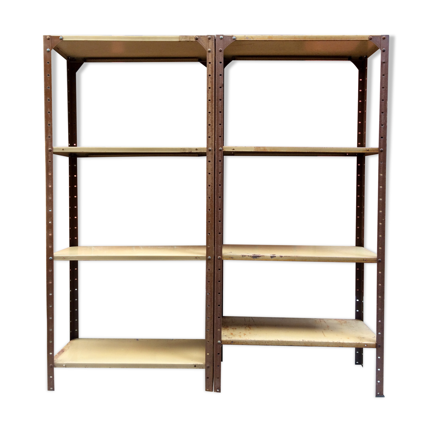 Pair of metal workshop shelves