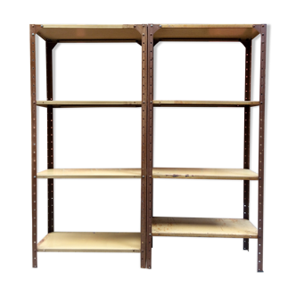 Pair of metal workshop shelves