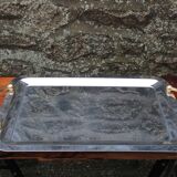 GUY DEGRENNE Serving Tray – Stainless Steel & Brass Handles – France