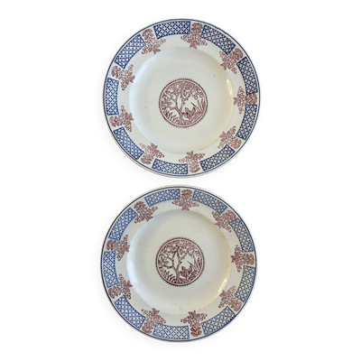 2 assiettes plates Longwy Fecamp en terre de fer
