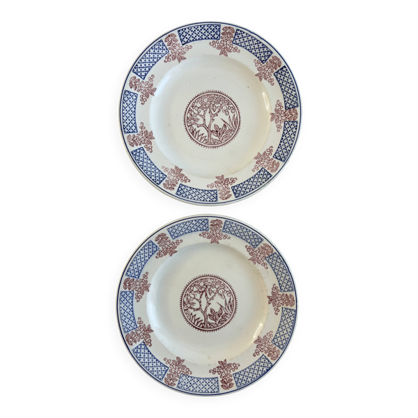 2 assiettes plates Longwy Fecamp en terre de fer
