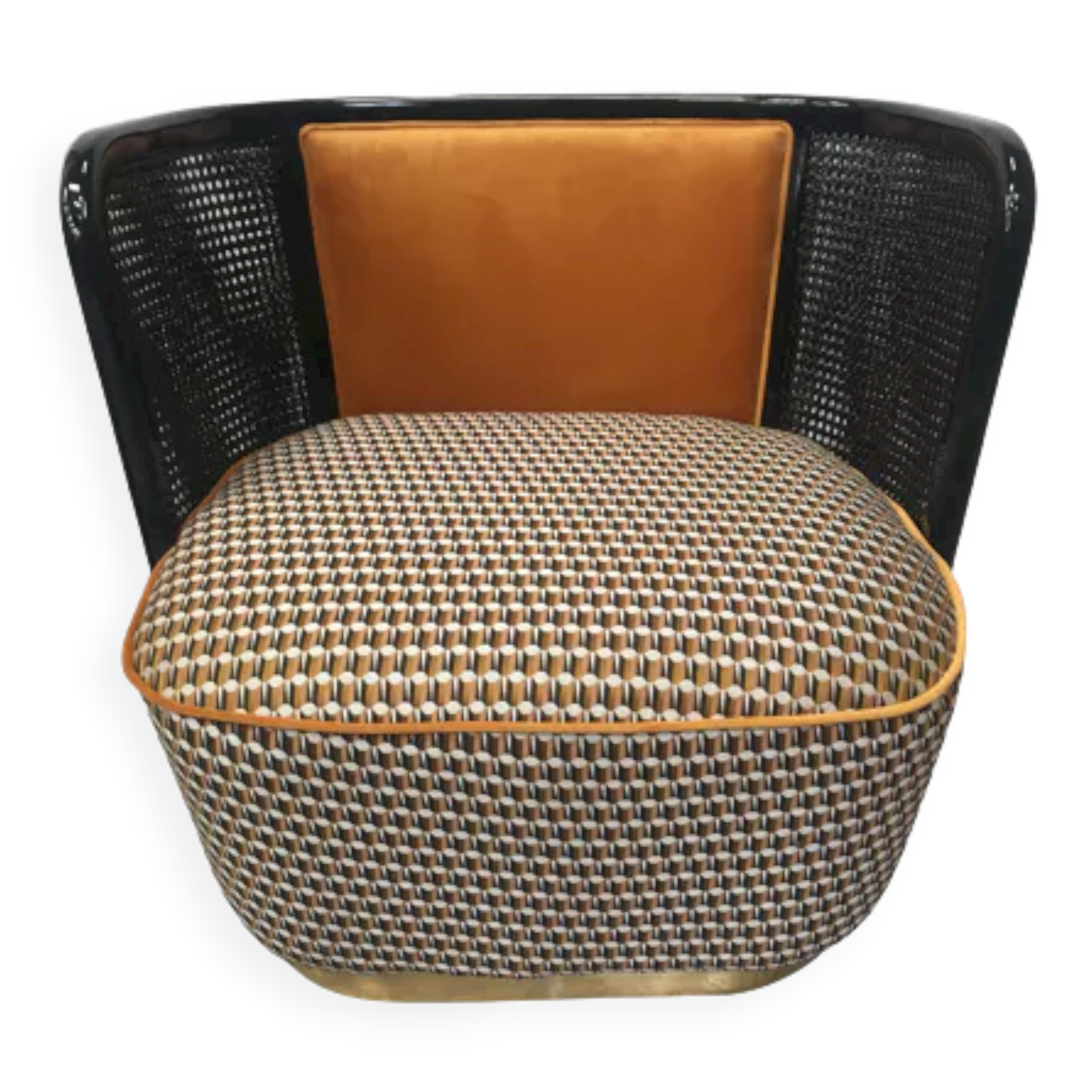Fauteuil en bois cannage et velours