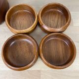 Scandinavian teak bowl and 4 ramekins