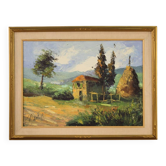 Italian signed painting countryside landscape from 20th century