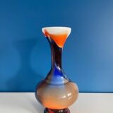 Vase opaline bleu et orange
