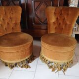 Deux fauteuils crapaud velours