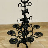 Black brutalist candlestick with 7 lights