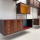 Large colorful wall unit in luxury wood