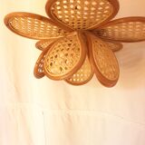 3 hanging lamps in rattan 1980s, rattan and braiding