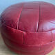 Red patchwork leather pouf