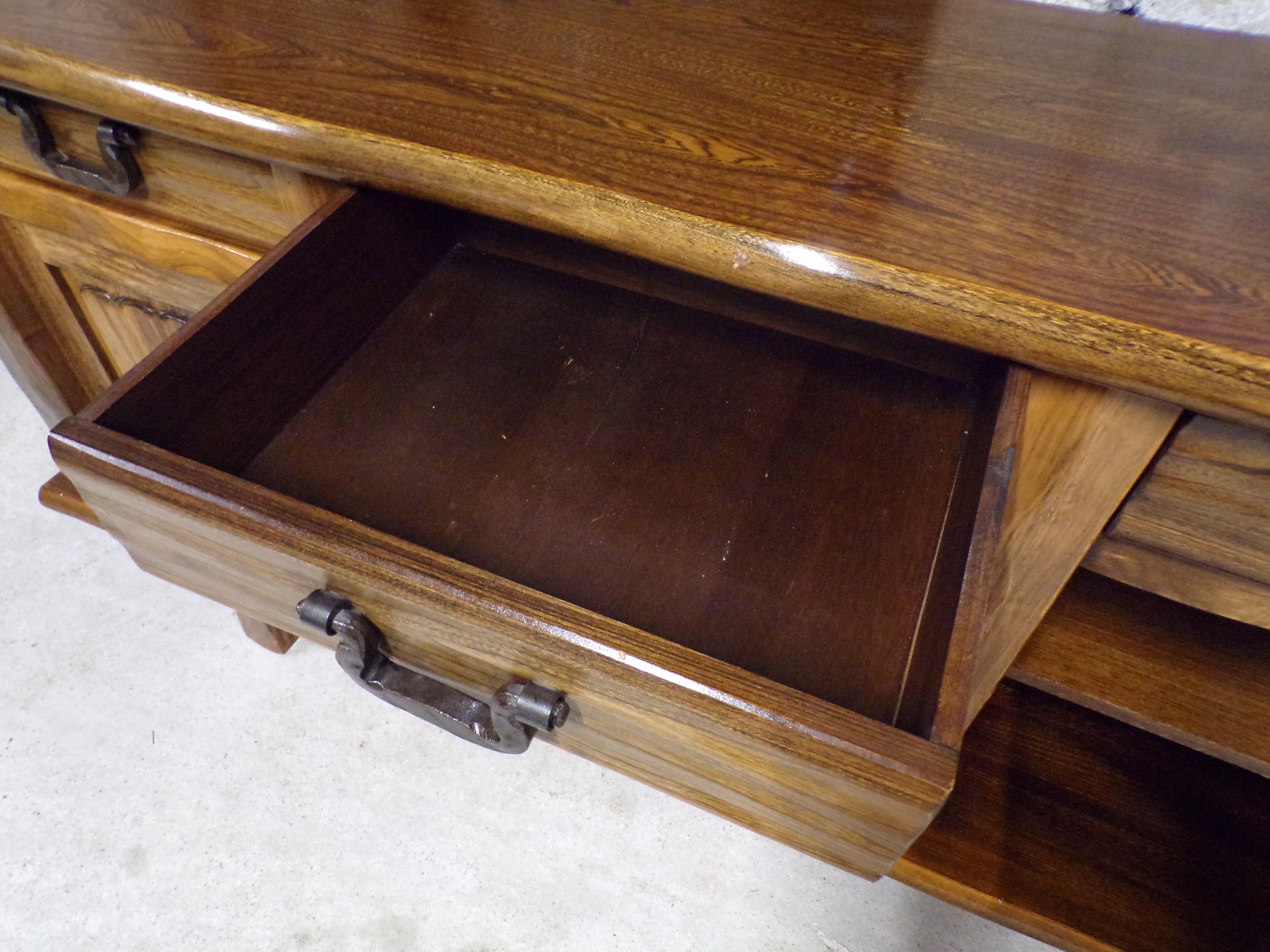 A brutalist elm buffet