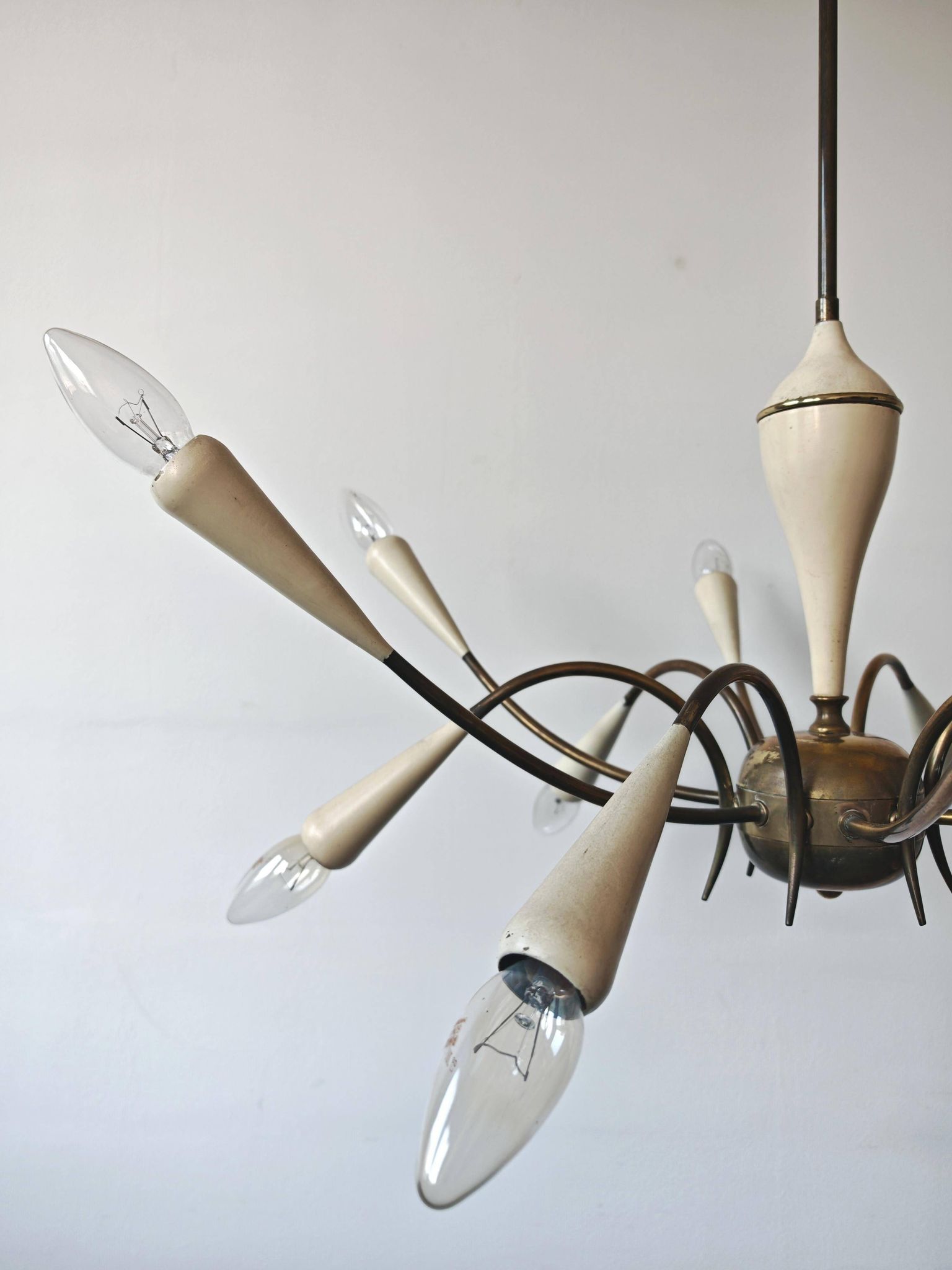 Lustre Stilnovo 12 arms brass Mid Century Modern 1950s